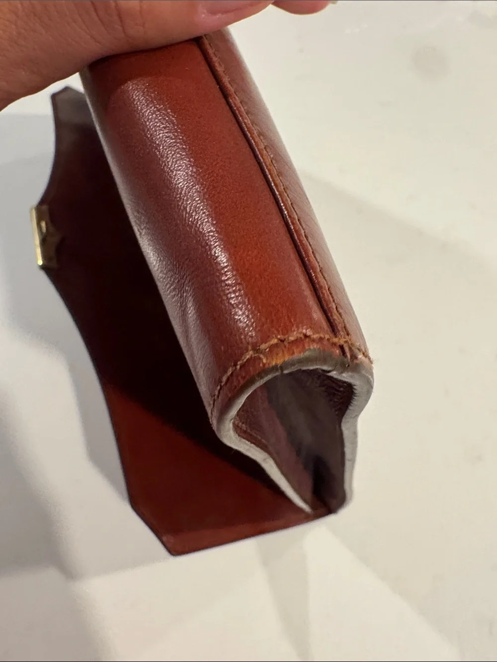 Men's Leather Envelope Briefcase in Deep Red/brown with Gold Hardware